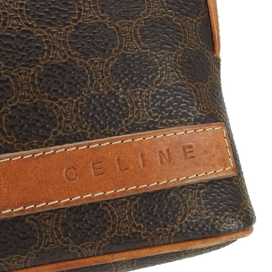 CELINE Pouch PVC, Leather Brown Macadam Women Used Authentic