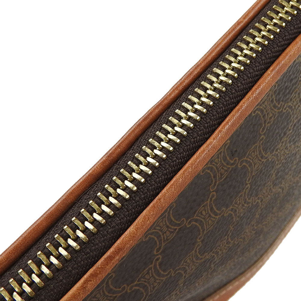 CELINE Pouch PVC, Leather Brown Macadam Women Used Authentic