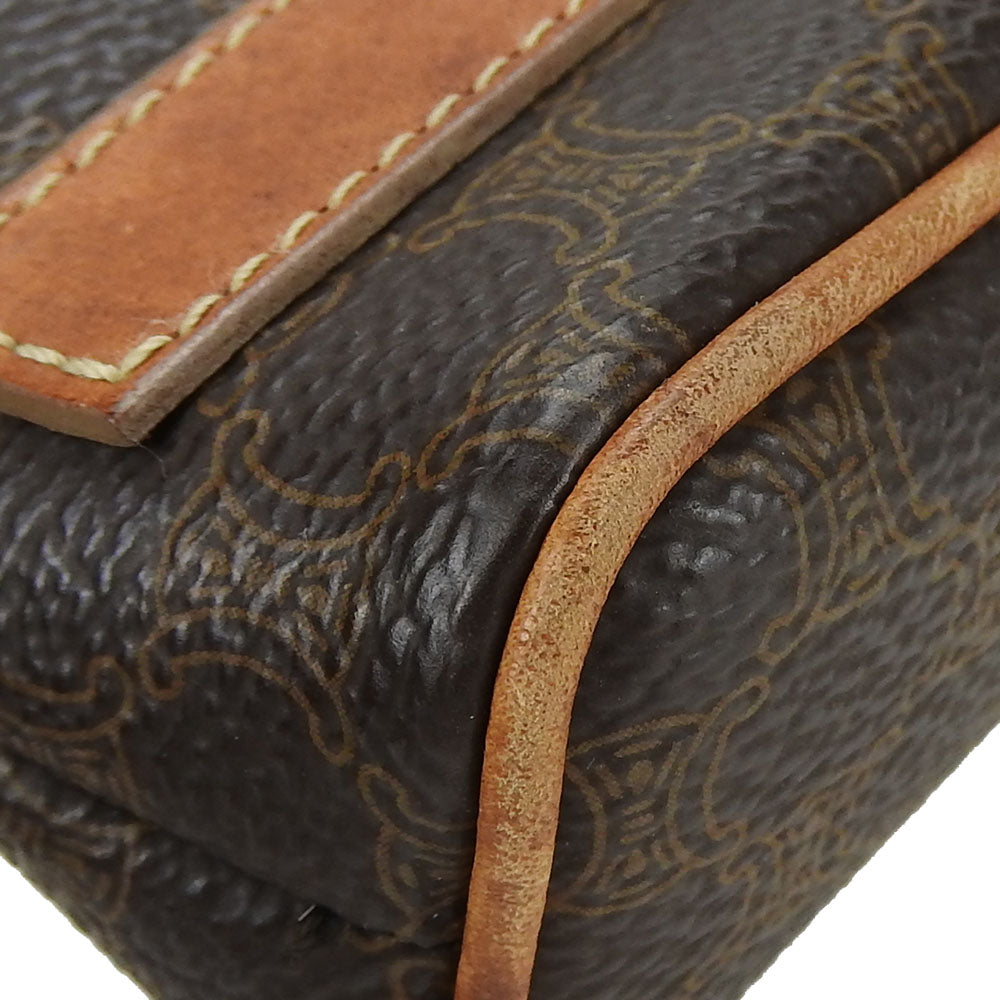 CELINE Pouch PVC, Leather Brown Macadam Women Used Authentic