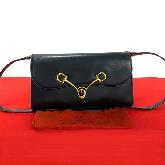 GUCCI Shoulder Bag Calfskin Navy