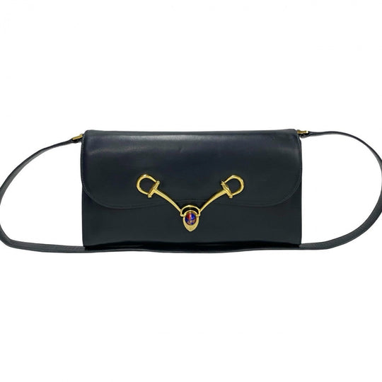 GUCCI Shoulder Bag Calfskin Navy