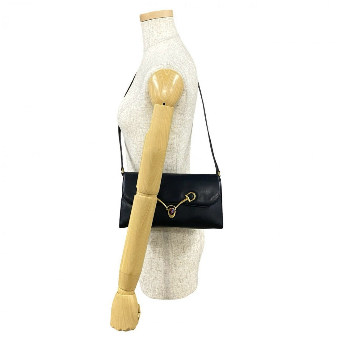 GUCCI Shoulder Bag Calfskin Navy