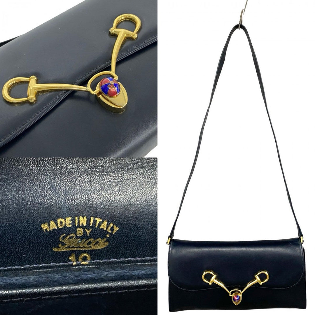 GUCCI Shoulder Bag Calfskin Navy