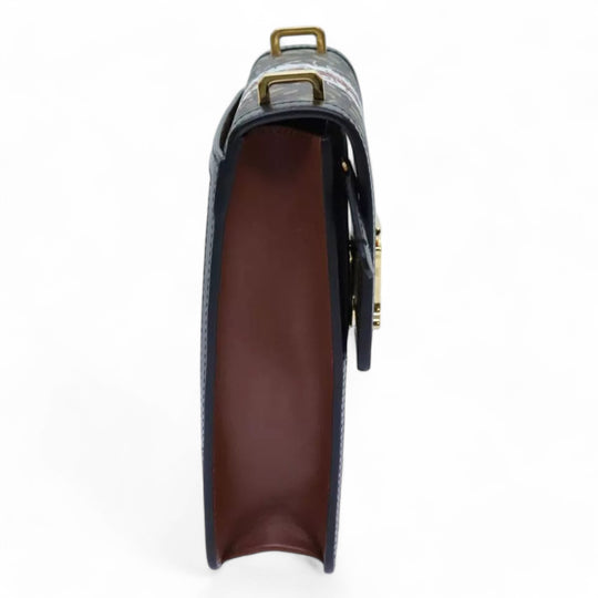 Burberry Shoulder Bag PVC Leather Brown Monogram Stripe Women Crossbody Handbag with Strap