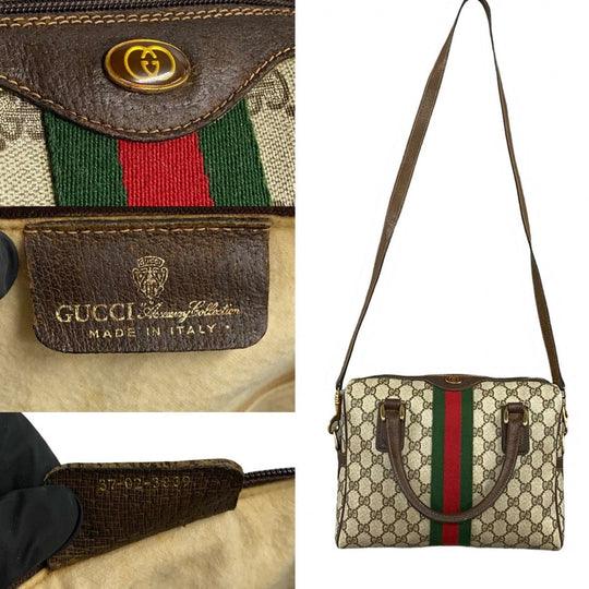 GUCCI Shoulder Bag leather Brown Sherry line