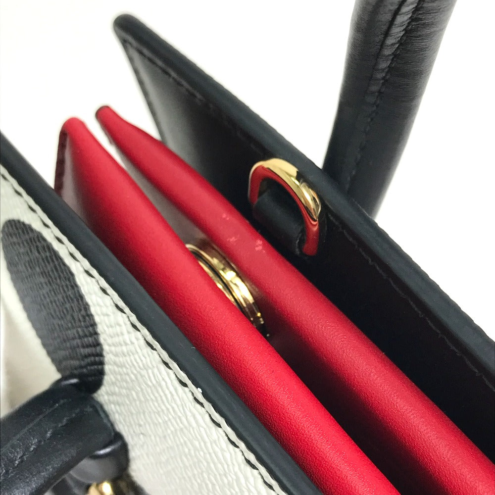 DOLCE&GABBANA Handbag leather White x Black x Red Dot Pattern 2WAY Women Used Authentic