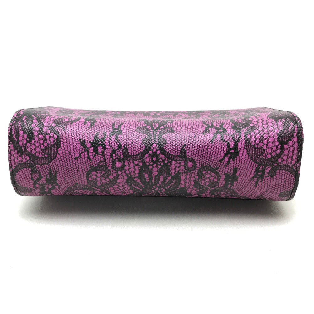 DOLCE&GABBANA Shoulder Bag leather Purple pink Lace Pattern Crossbody wallet bag Women Used Authentic