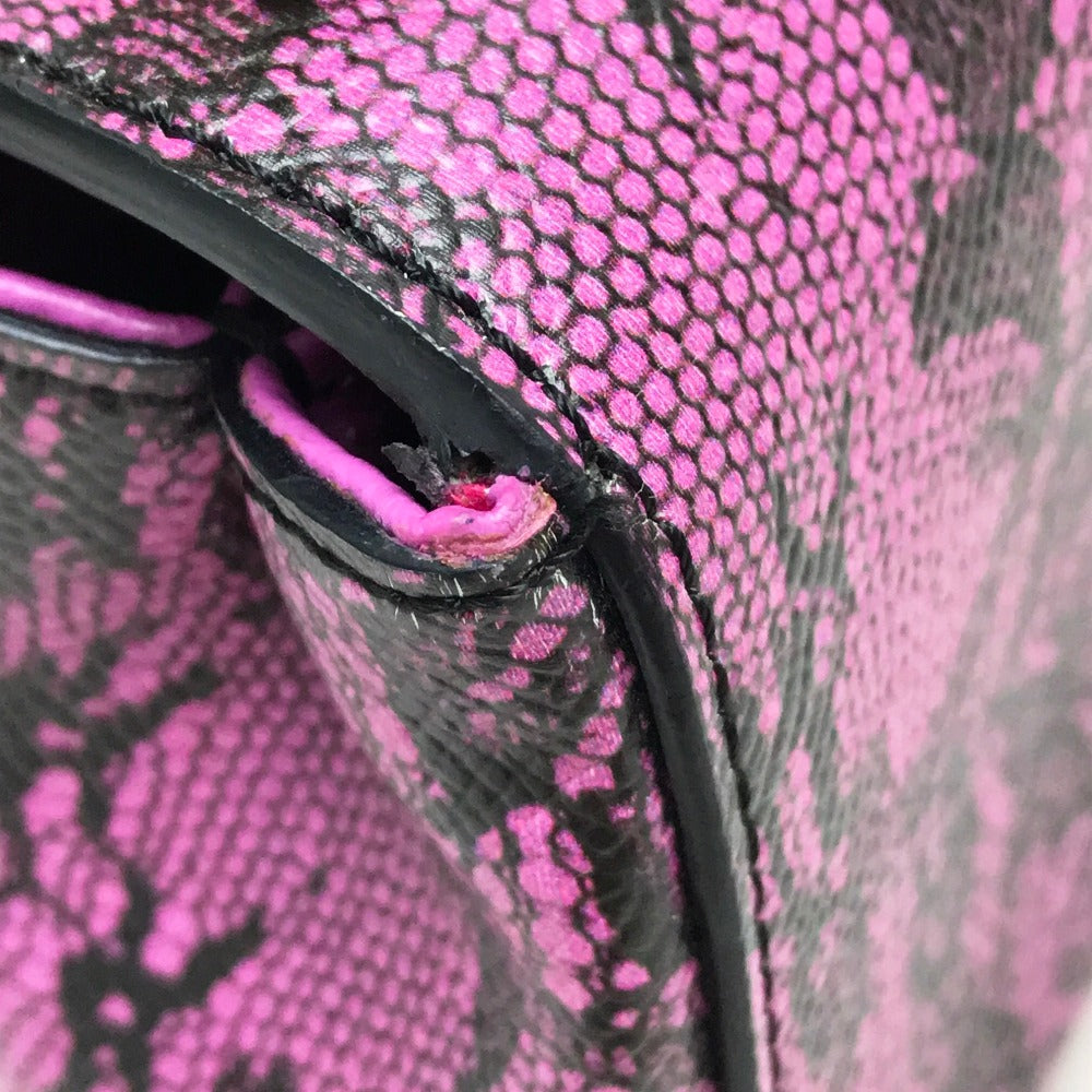 DOLCE&GABBANA Shoulder Bag leather Purple pink Lace Pattern Crossbody wallet bag Women Used Authentic