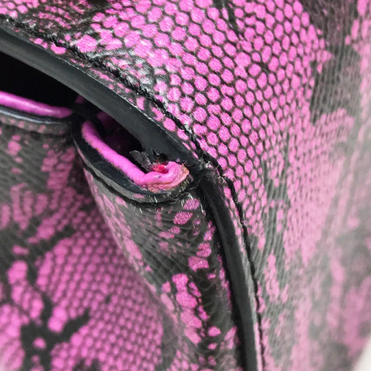 DOLCE&GABBANA Shoulder Bag leather Purple pink Lace Pattern Crossbody wallet bag Women Used Authentic
