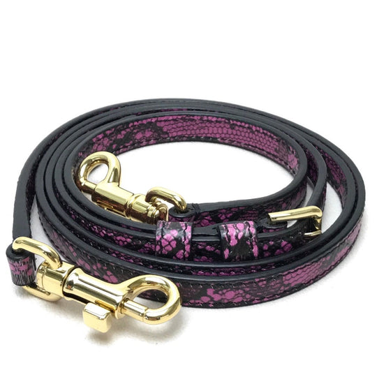 DOLCE&GABBANA Shoulder Bag leather Purple pink Lace Pattern Crossbody wallet bag Women Used Authentic