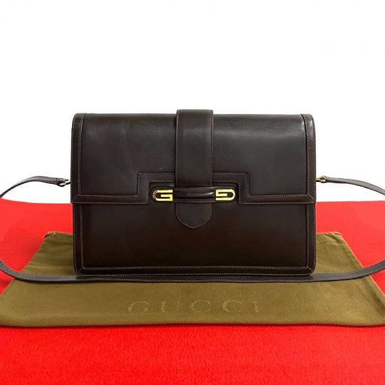 GUCCI Shoulder Bag leather Brown