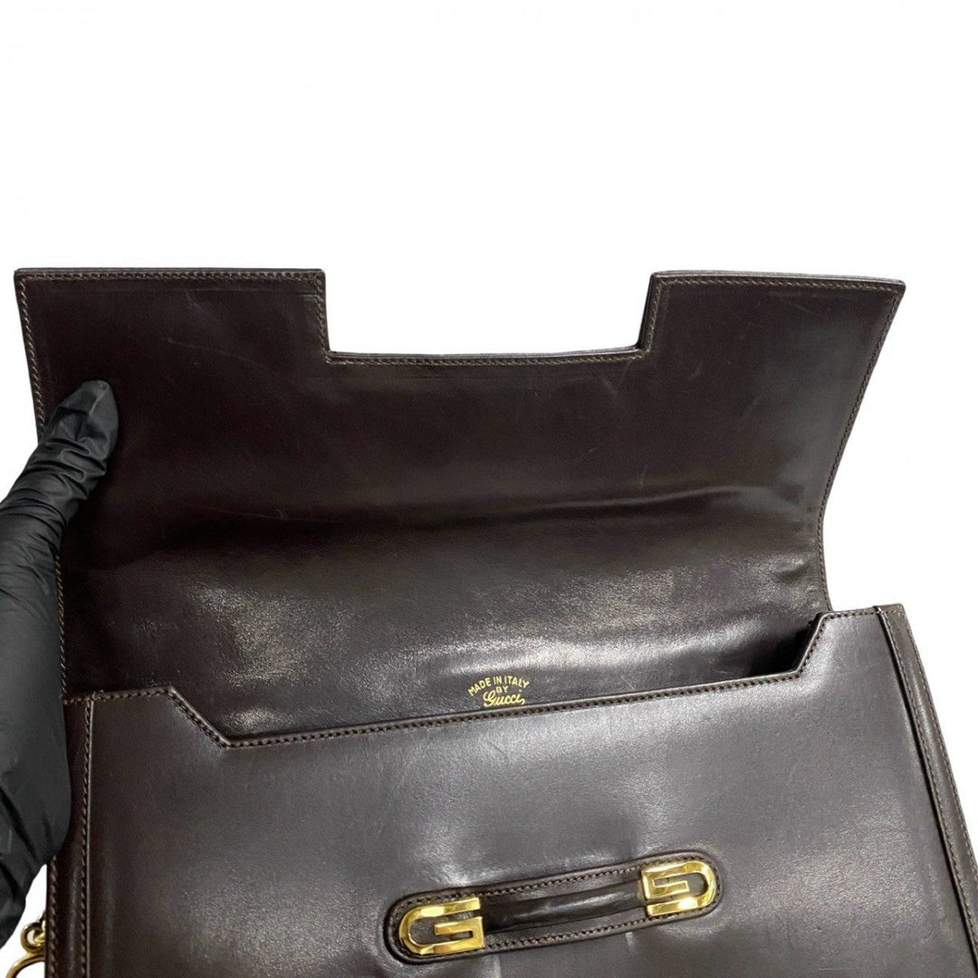 GUCCI Shoulder Bag leather Brown