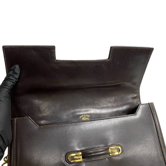 GUCCI Shoulder Bag leather Brown