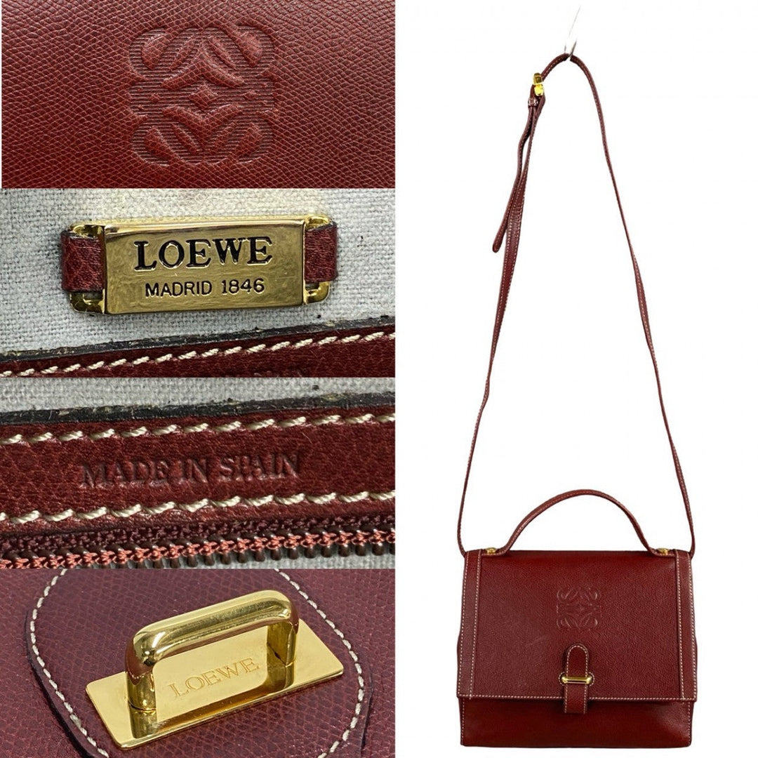 LOEWE Shoulder Bag leather wine-red