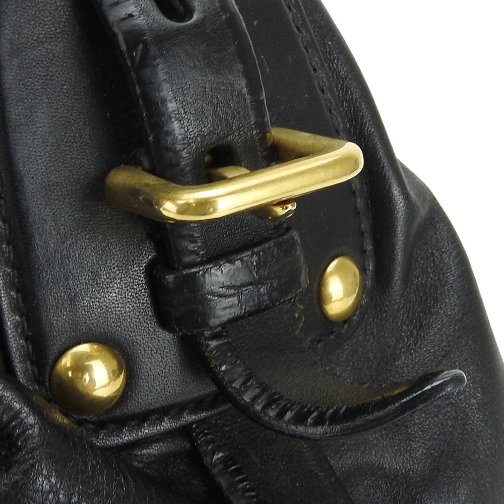 PRADA Shoulder Bag leather black Women Used Authentic
