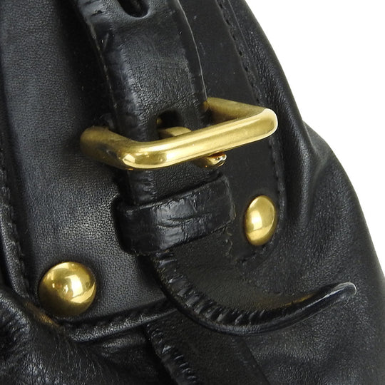PRADA Shoulder Bag leather black Women Used Authentic