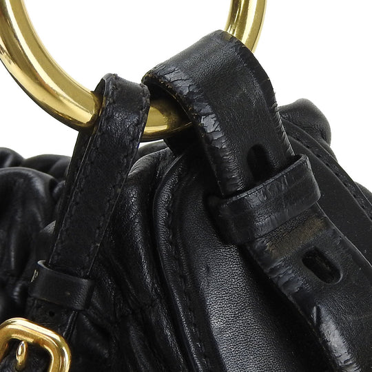 PRADA Shoulder Bag leather black Women Used Authentic