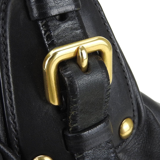PRADA Shoulder Bag leather black Women Used Authentic