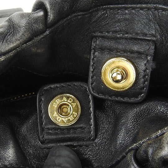 PRADA Shoulder Bag leather black Women Used Authentic