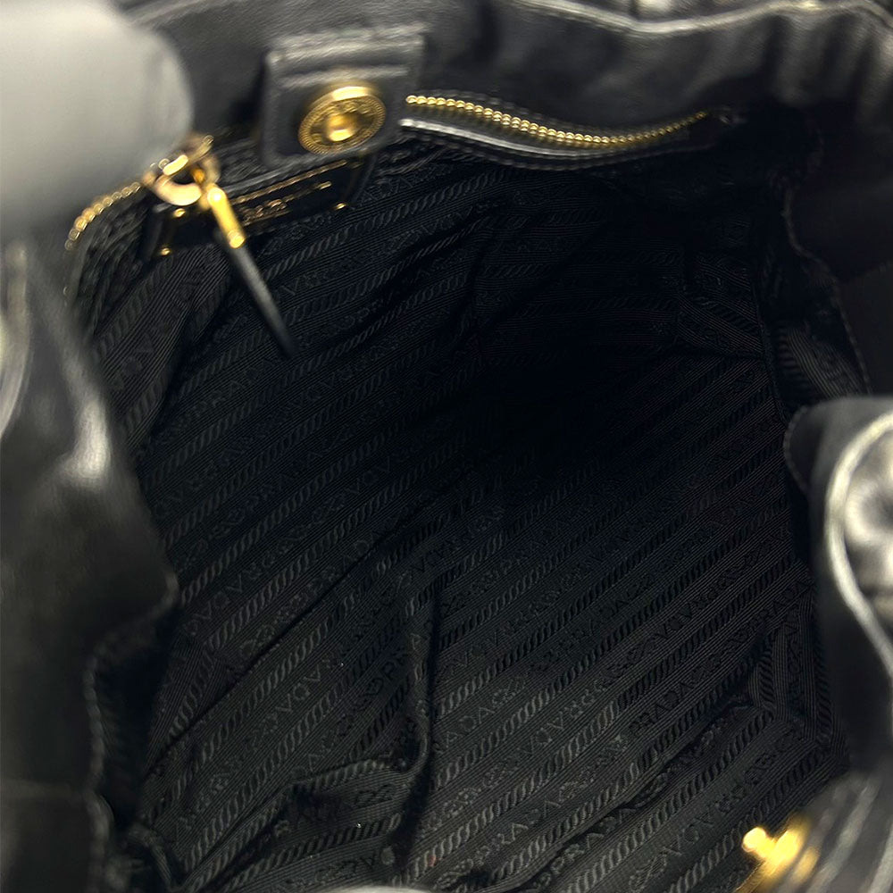 PRADA Shoulder Bag leather black Women Used Authentic