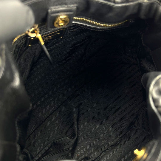 PRADA Shoulder Bag leather black Women Used Authentic