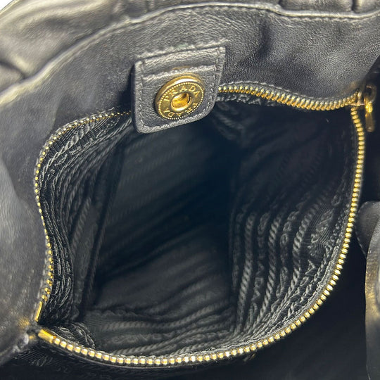 PRADA Shoulder Bag leather black Women Used Authentic