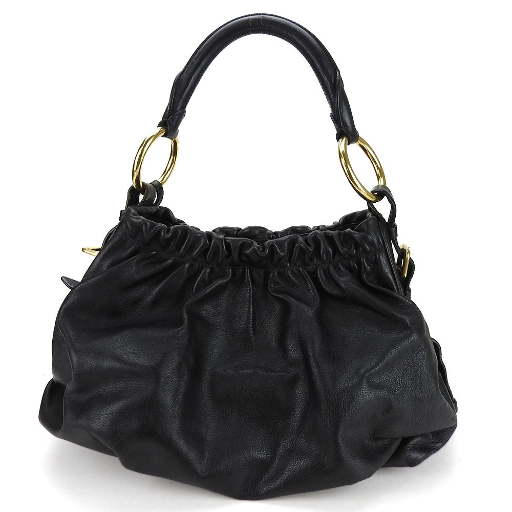 PRADA Shoulder Bag leather black Women Used Authentic