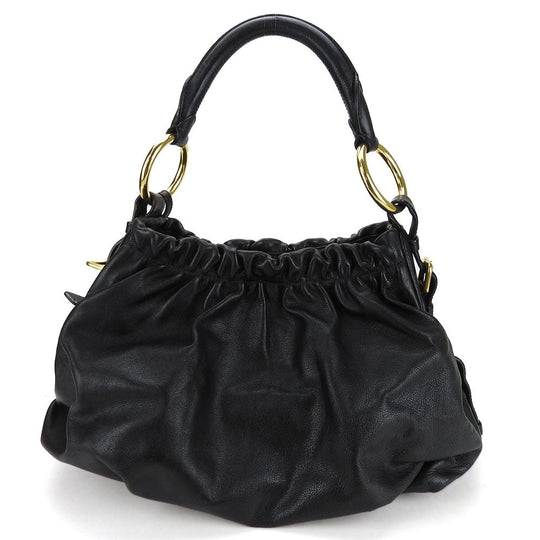 PRADA Shoulder Bag leather black Women Used Authentic