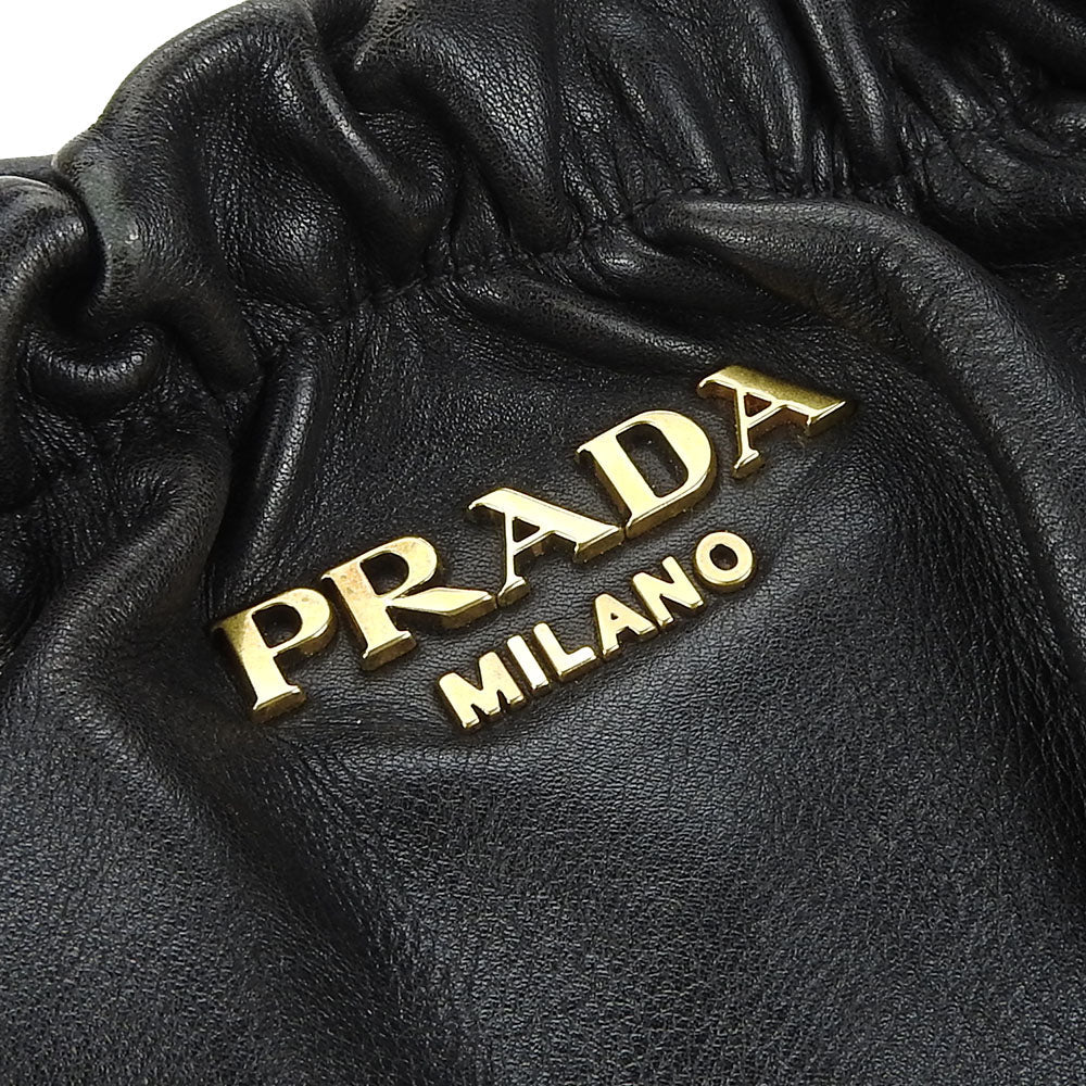 PRADA Shoulder Bag leather black Women Used Authentic