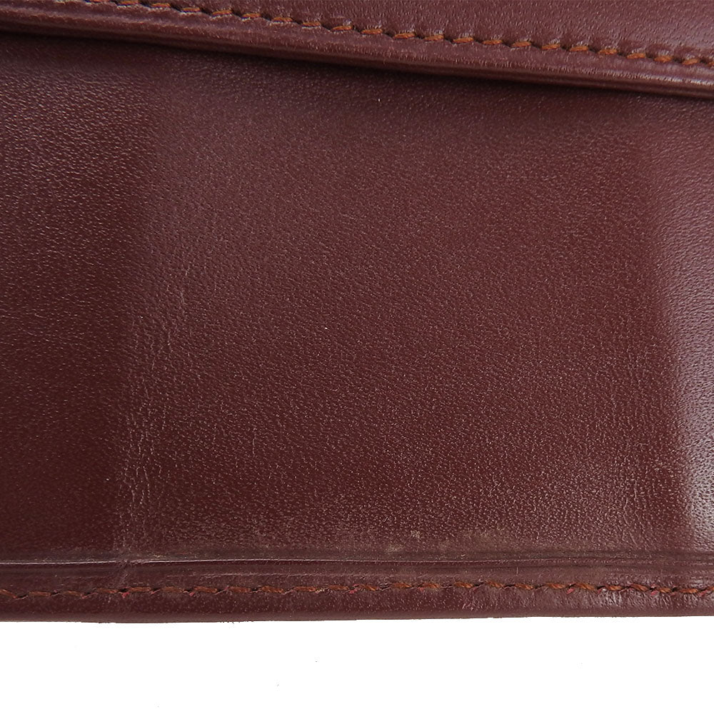 CARTIER Bifold Wallet Calfskin Bordeaux Must Line Women Used Authentic