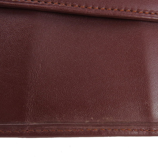 CARTIER Bifold Wallet Calfskin Bordeaux Must Line Women Used Authentic