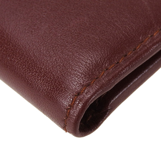 CARTIER Bifold Wallet Calfskin Bordeaux Must Line Women Used Authentic