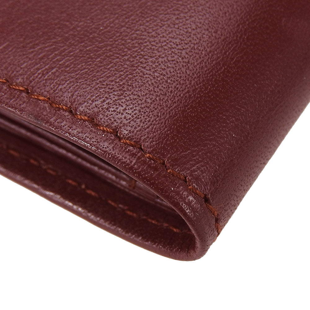 CARTIER Bifold Wallet Calfskin Bordeaux Must Line Women Used Authentic