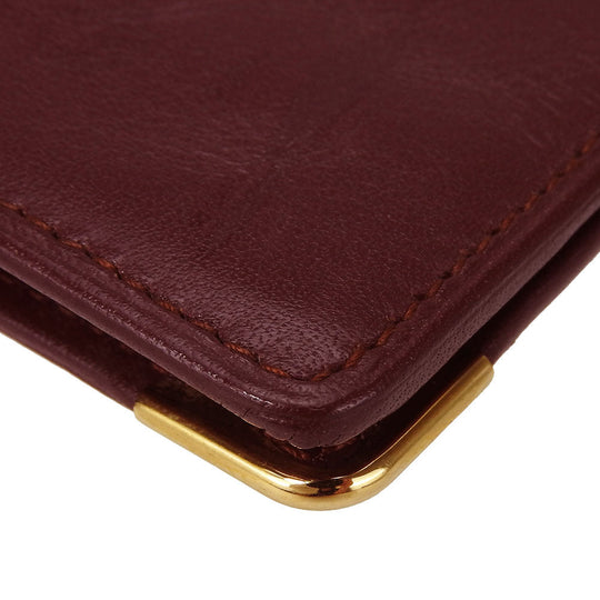 CARTIER Bifold Wallet Calfskin Bordeaux Must Line Women Used Authentic