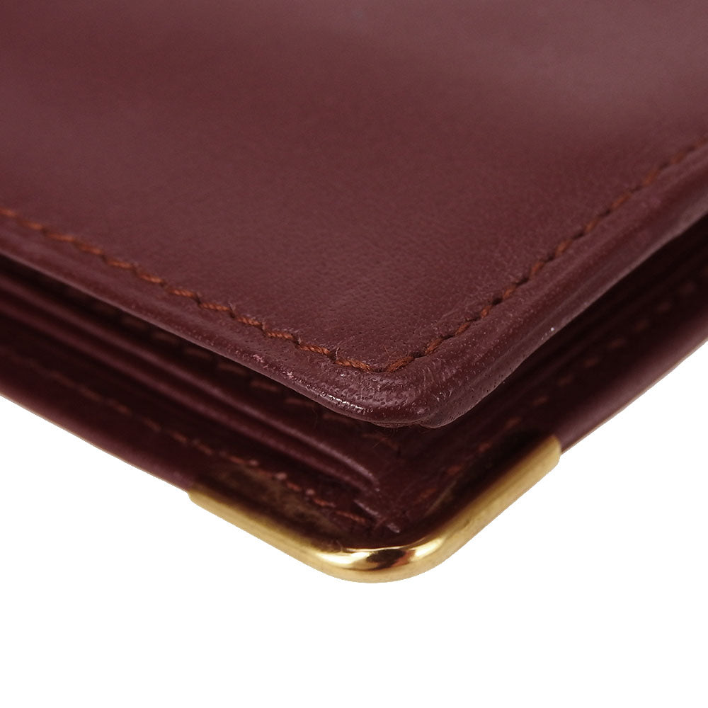 CARTIER Bifold Wallet Calfskin Bordeaux Must Line Women Used Authentic
