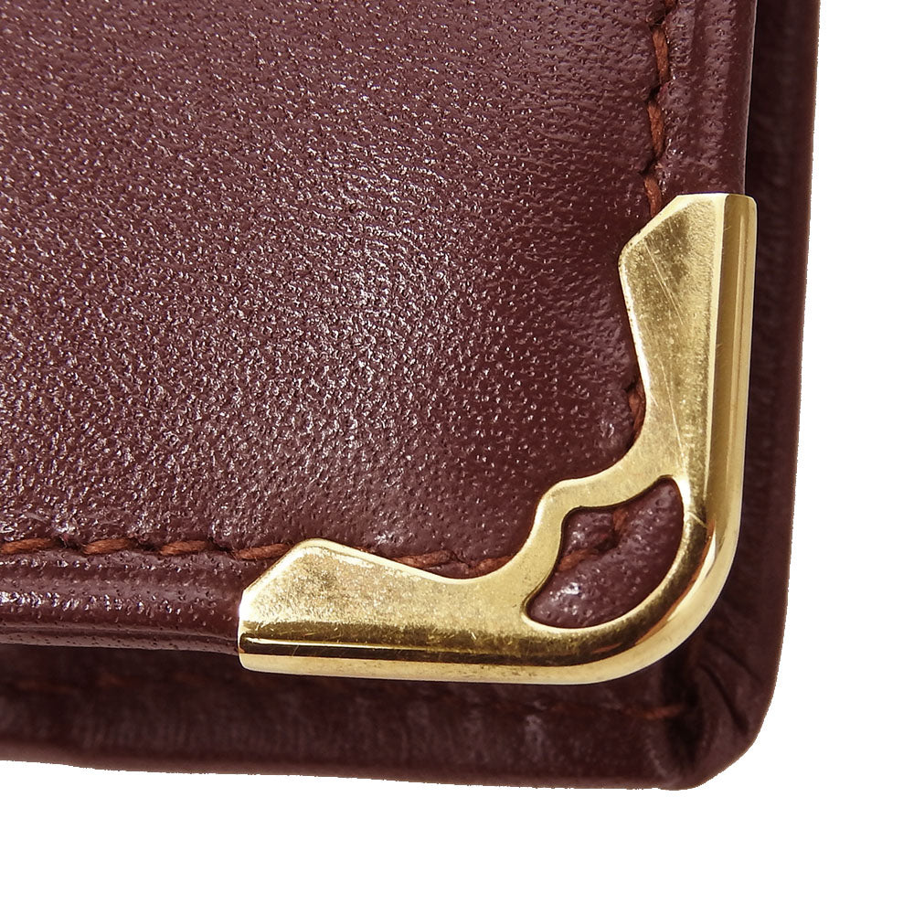 CARTIER Bifold Wallet Calfskin Bordeaux Must Line Women Used Authentic