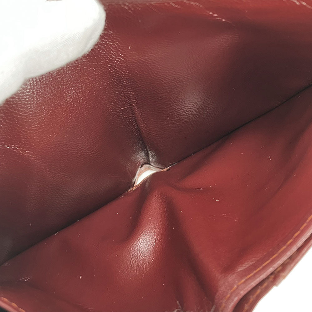 CARTIER Bifold Wallet Calfskin Bordeaux Must Line Women Used Authentic