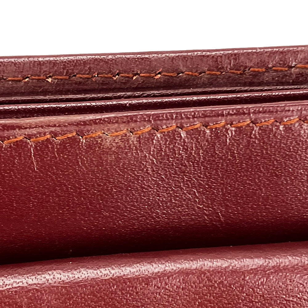 CARTIER Bifold Wallet Calfskin Bordeaux Must Line Women Used Authentic
