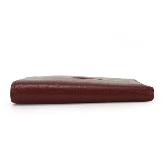 CARTIER Bifold Wallet Calfskin Bordeaux Must Line Women Used Authentic