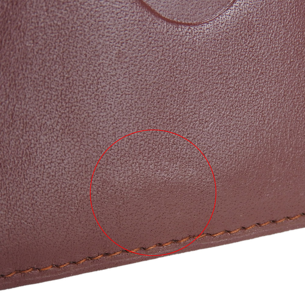 CARTIER Bifold Wallet Calfskin Bordeaux Must Line Women Used Authentic