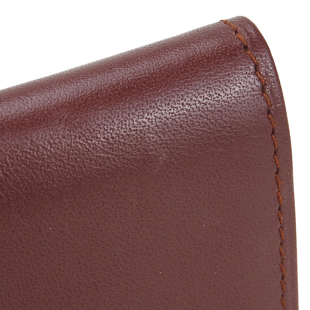 CARTIER Bifold Wallet Calfskin Bordeaux Must Line Women Used Authentic