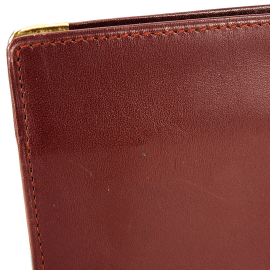CARTIER Bifold Wallet Calfskin Bordeaux Must Line Women Used Authentic