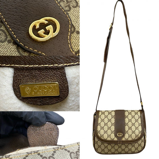 GUCCI Shoulder Bag leather Brown