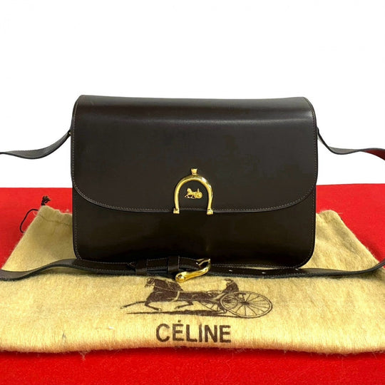 CELINE Shoulder Bag Calfskin Brown