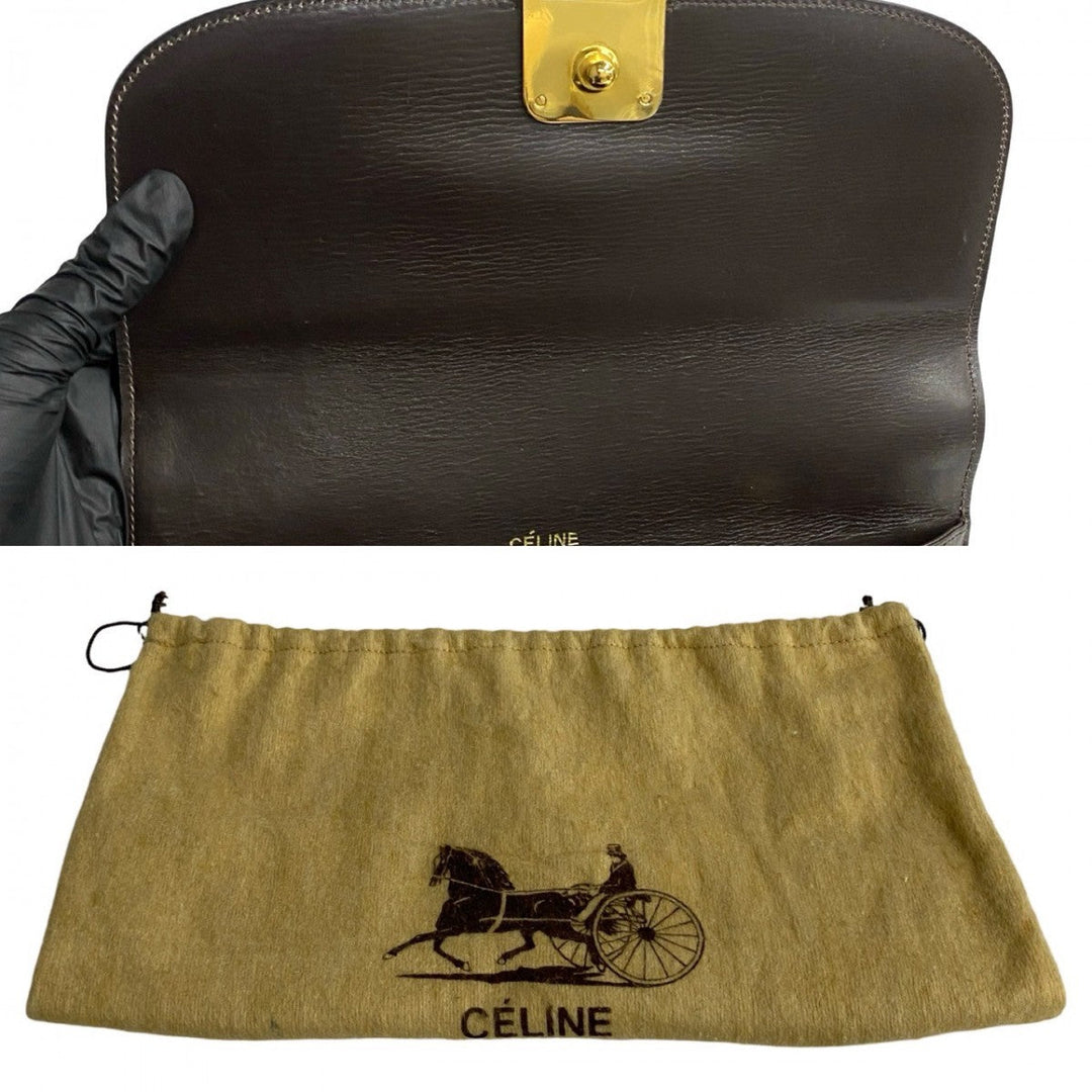 CELINE Shoulder Bag Calfskin Brown