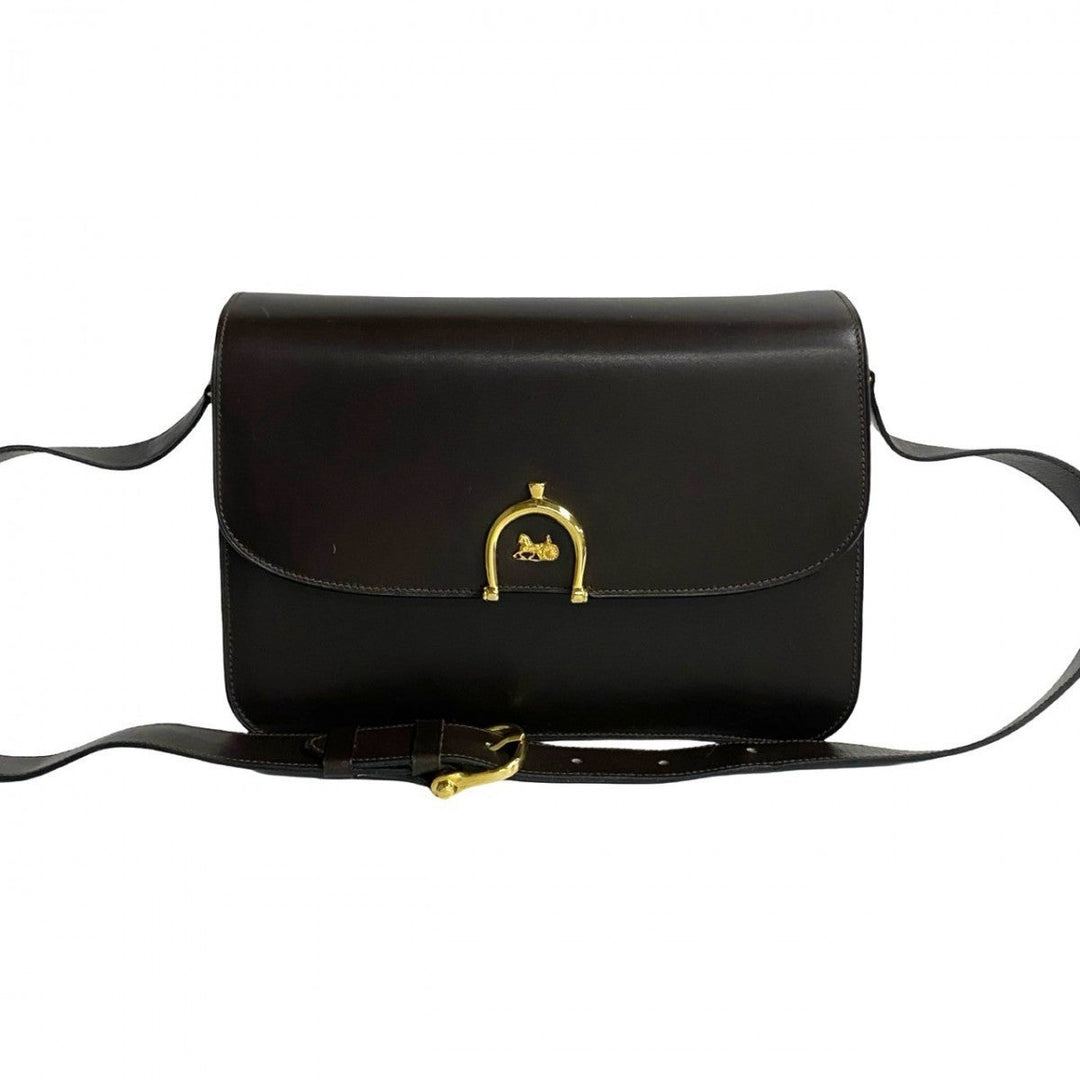 CELINE Shoulder Bag Calfskin Brown