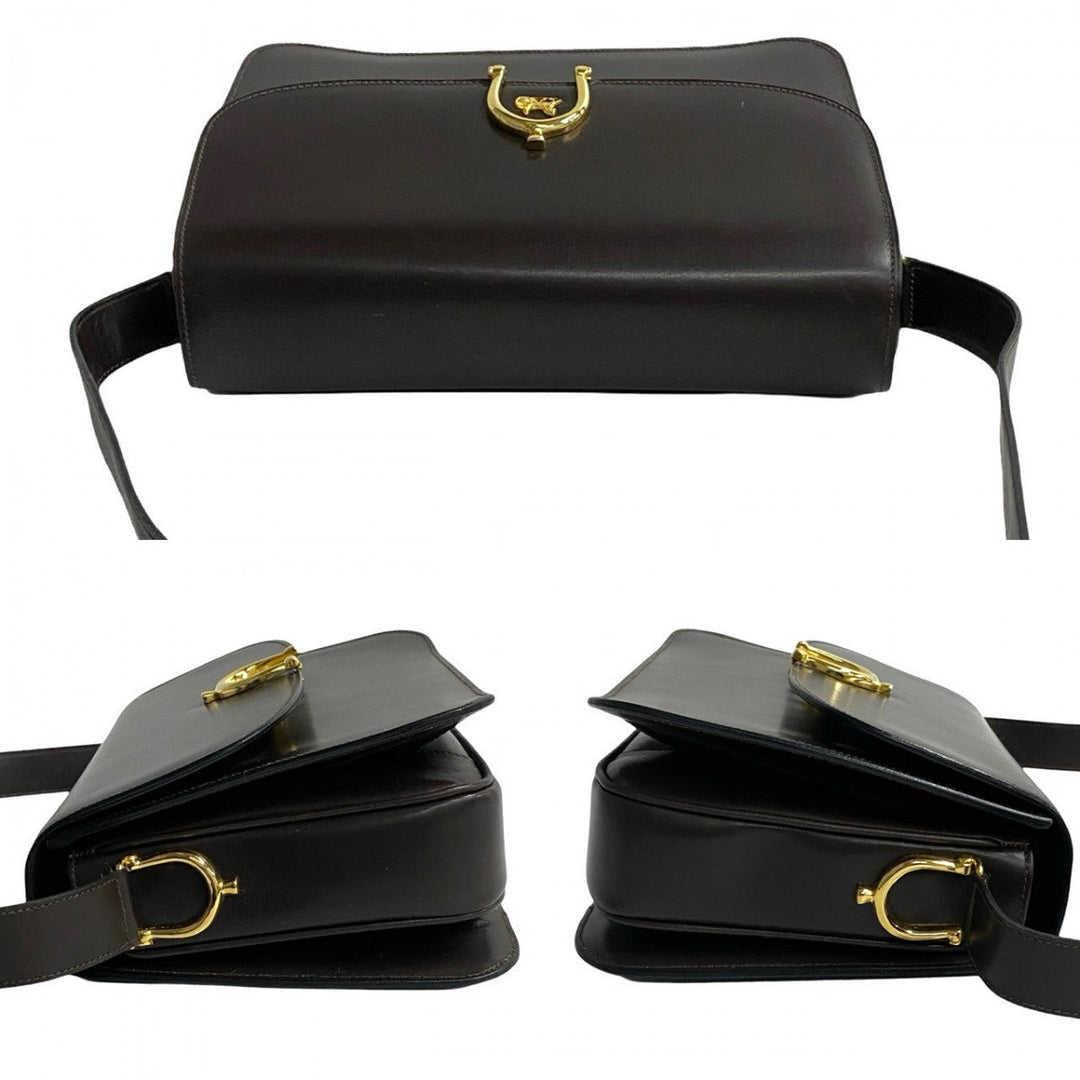 CELINE Shoulder Bag Calfskin Brown