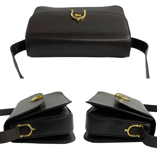 CELINE Shoulder Bag Calfskin Brown