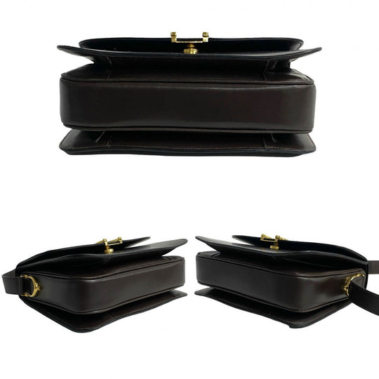 CELINE Shoulder Bag Calfskin Brown
