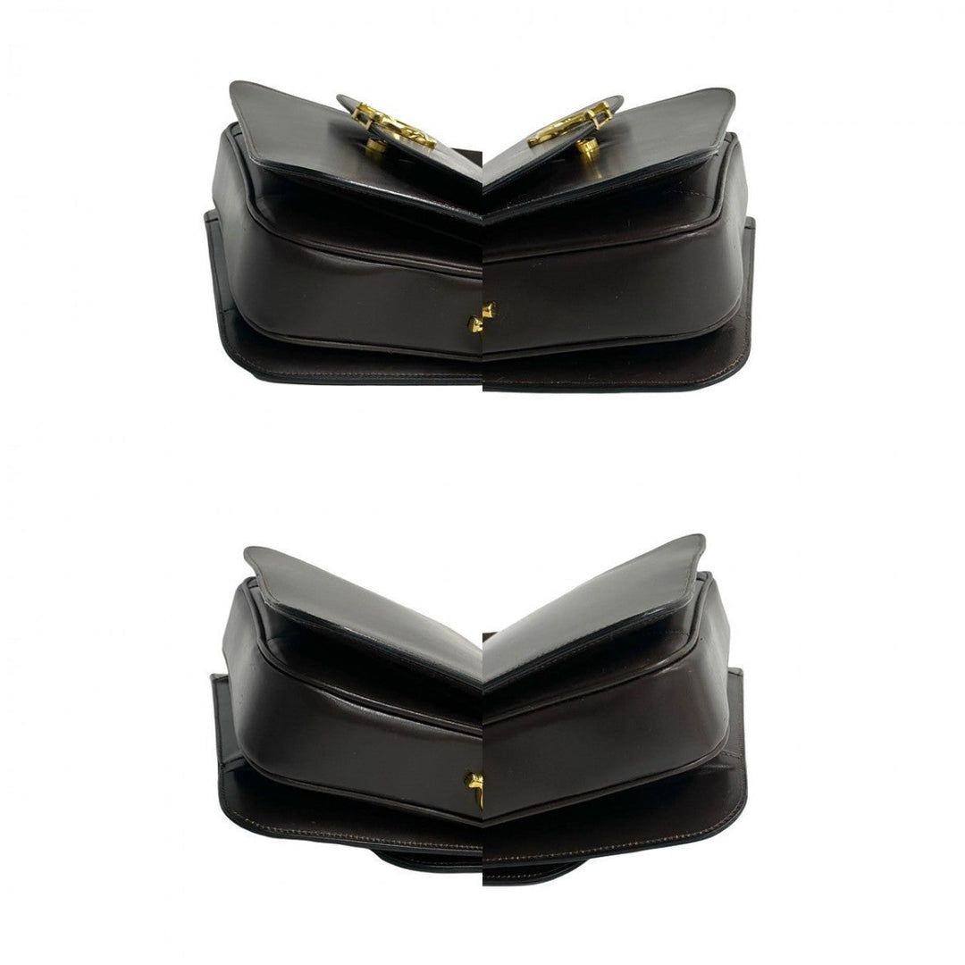 CELINE Shoulder Bag Calfskin Brown